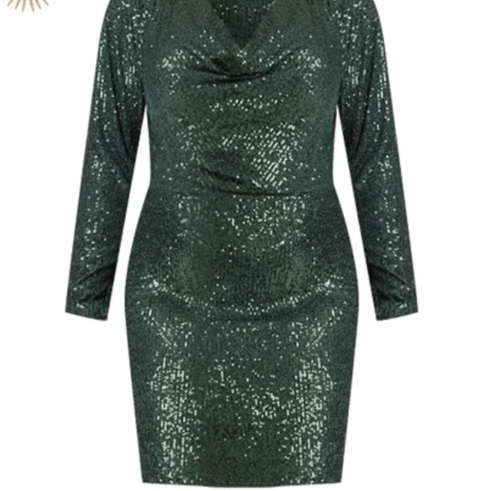 Elouqii Mini Cowl Sequin Dress NWT